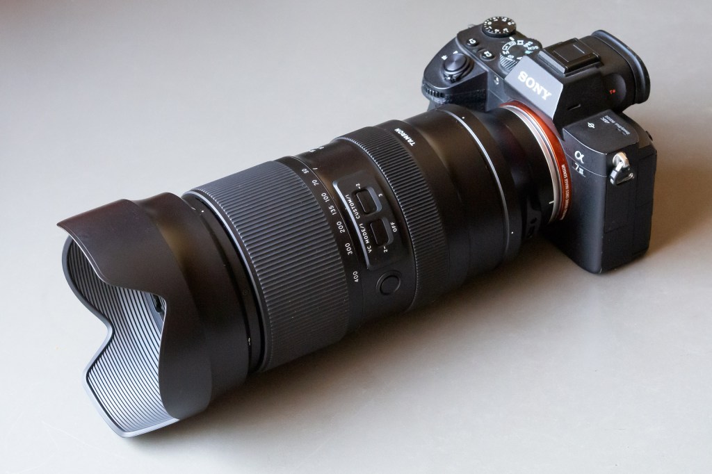 Tamron 50-400mm F/4.5-6.3 Di III VC VXD with hood on Sony Alpha A7 III