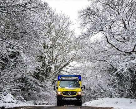 NHS photography competition winner, Joe Cartwright, an ambulance battling the Beast from the East
