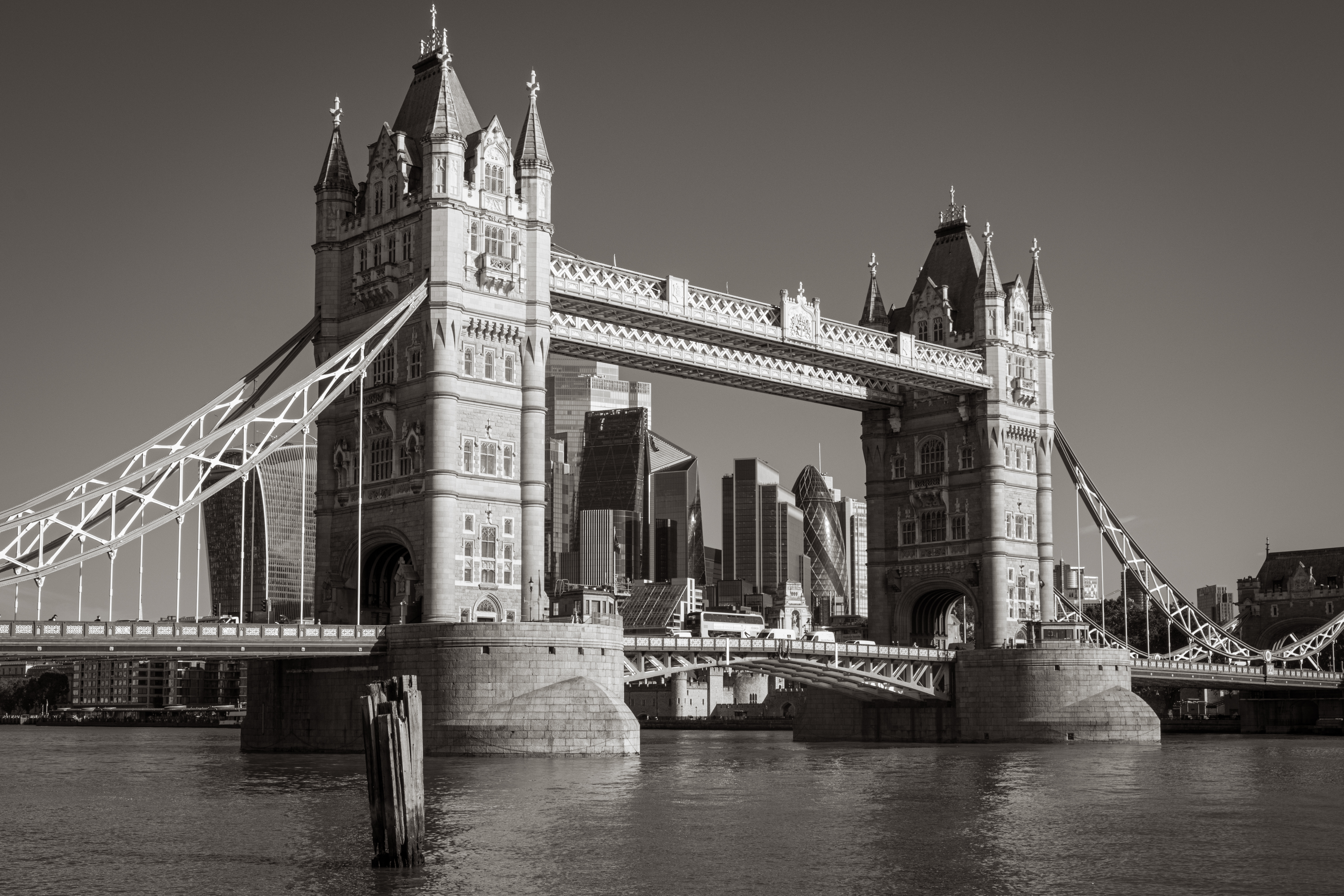 Pentax K-3 Mark III Monochrome Tower Bridge sample image shot with red filter and toned in Adobe Camera Raw 
