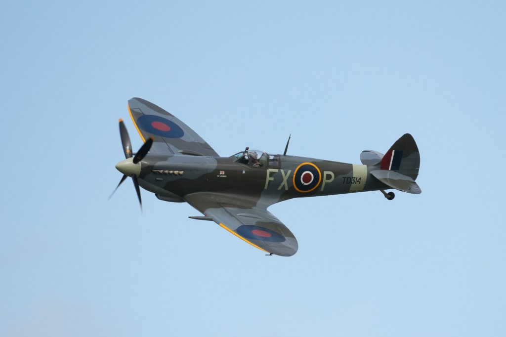 Sony Alpha A6700 Spitfire airplane in the air, sample image