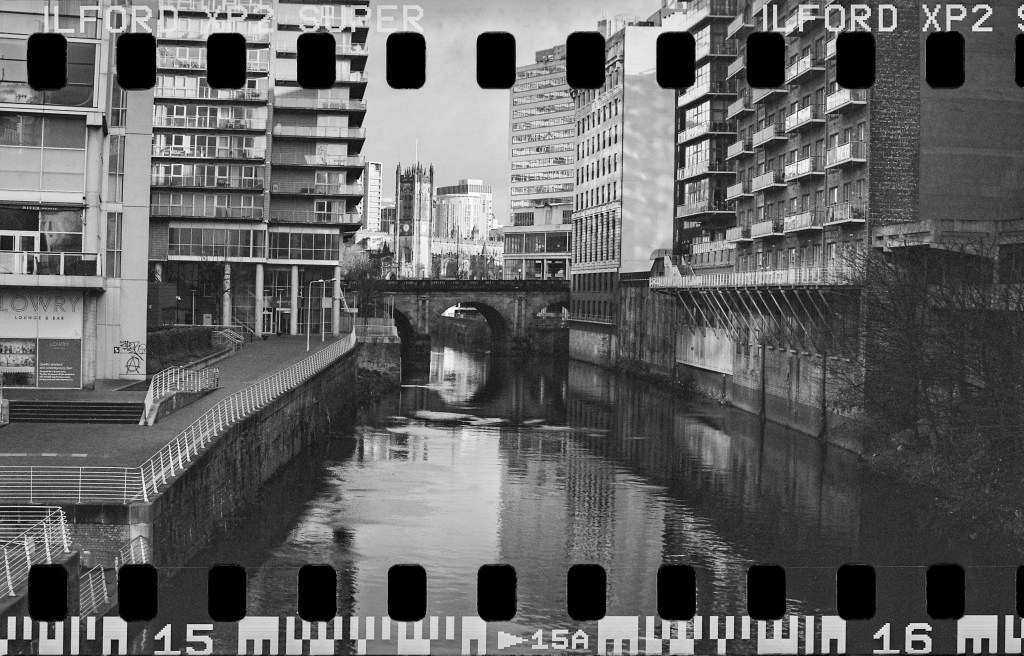 Sprocket photography, black and white cityscape