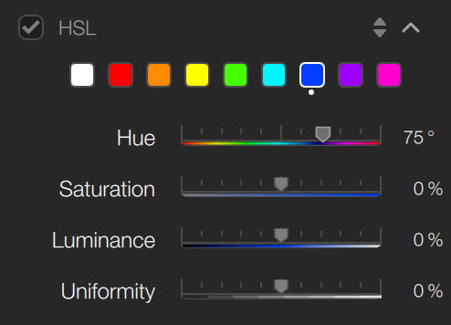 Nik Collection 6 Color Efex software HSL control panel