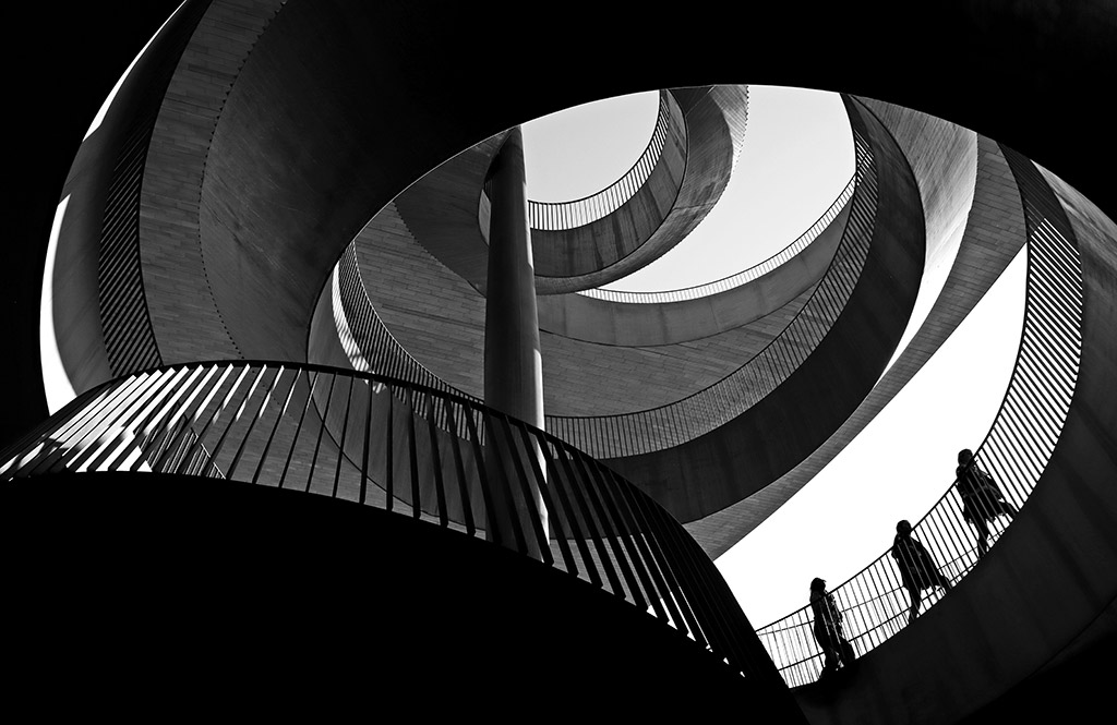architecture circular forms with 3 people walking bottom right apoy 2023 architecture winner