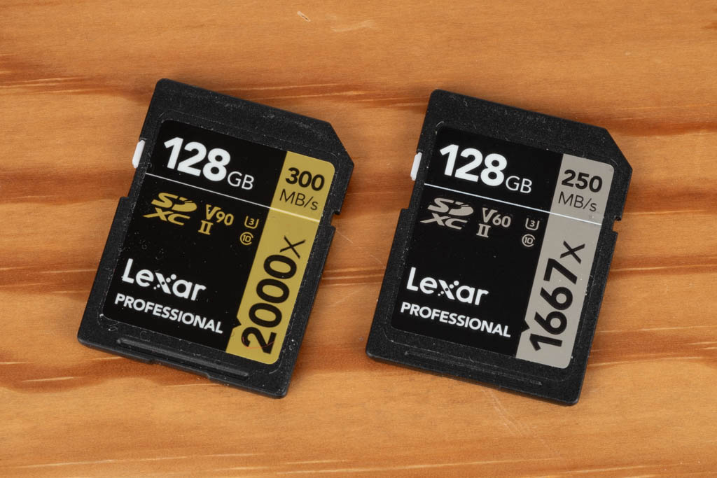 Lexar Gold series 2000x and Silver series 1666x SD cards