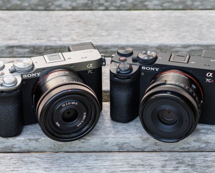 Sony Alpha A7C II in silver with Sony 40mm F2.5 lens, Sony A7CR in black with Sigma 45mm f/2.8 lens