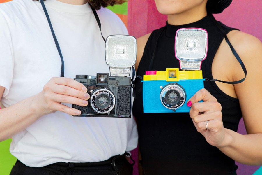 Retro Diana F+ cameras back in stock for less than $100/£100, Diana F+ CMYK Edition and the Diana F+ Black Jack Edition side by side