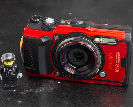 Olympus Tough TG-6 (Red) Lego for scale. Photo Joshua Waller