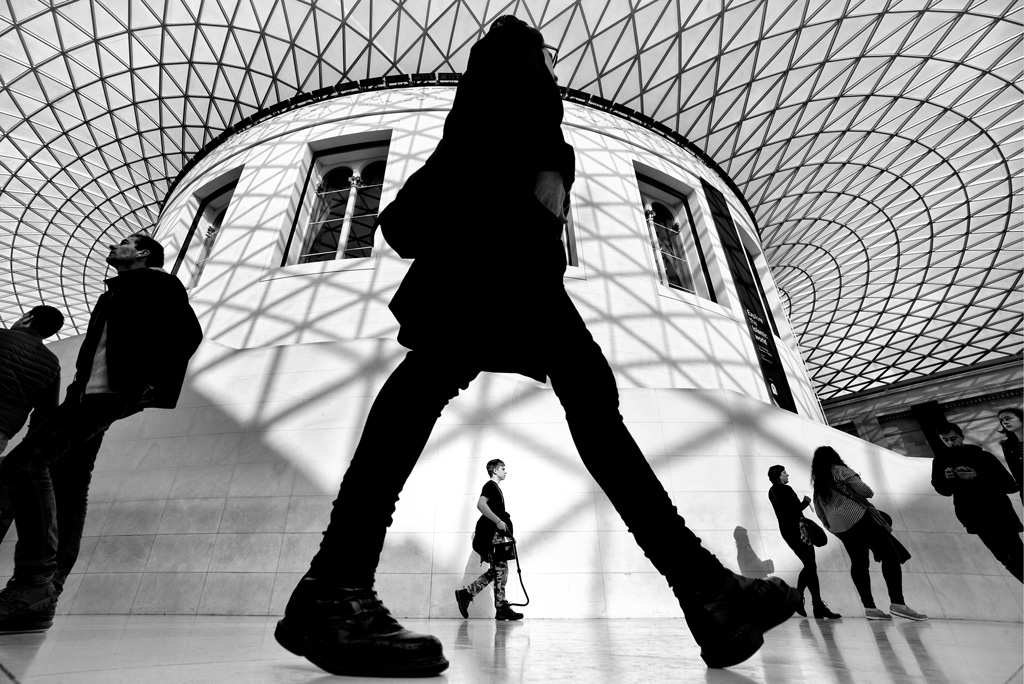 low positioned angle inside british museum