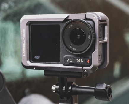 DJI Osmo Action4 action camera attached to a cars windscreen.Matty Graham