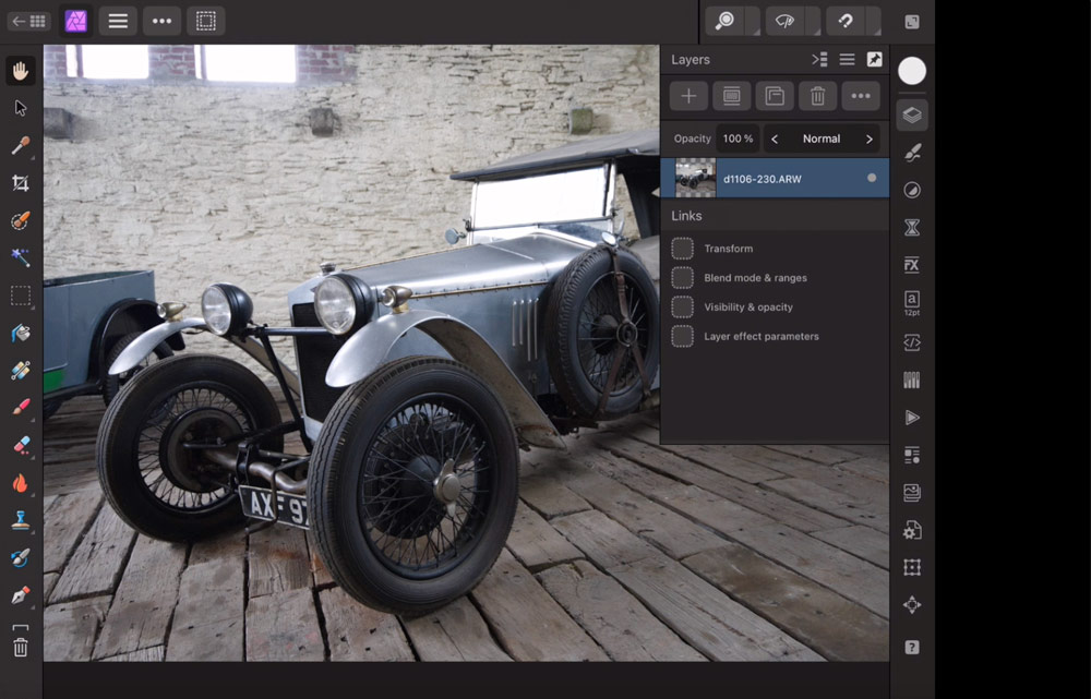 Affinity Photo 2 for iPad, interface