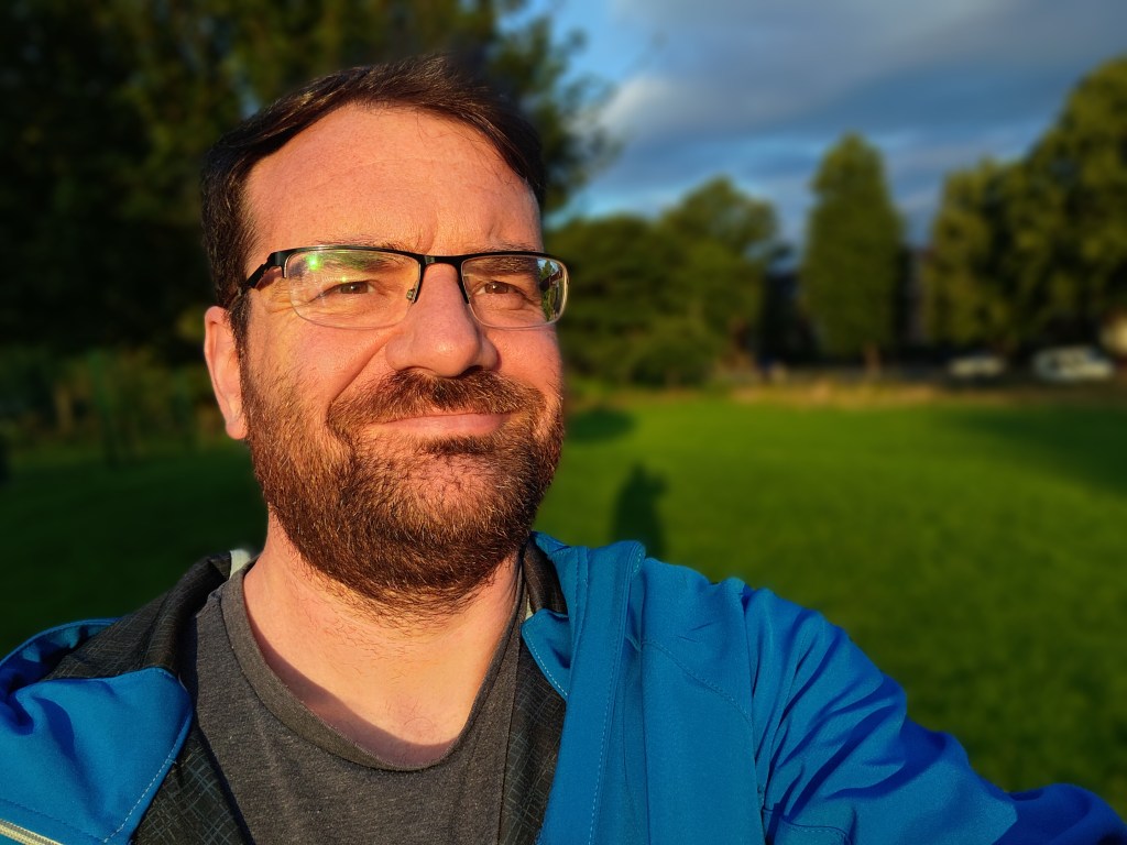 Selfie with background blur.