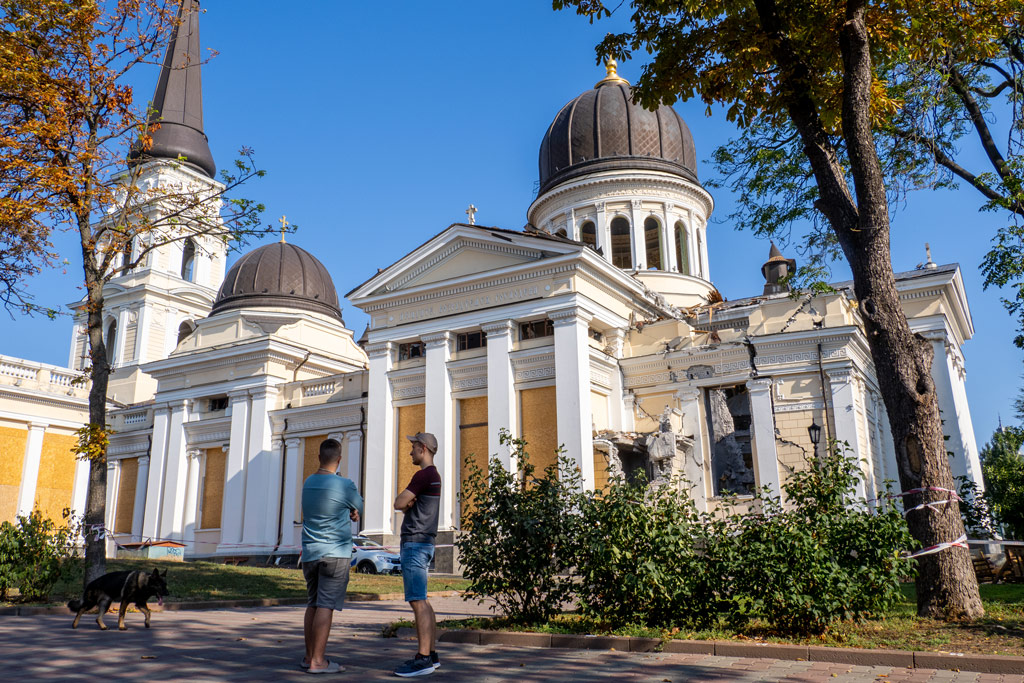 Transfiguration Cathedral damaged by a Russian missile strike on Odessa