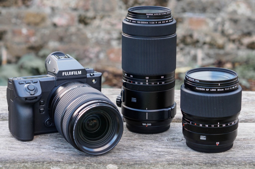 Fujifilm GFX100 II with 32-64mm f/4, 100-200mm f/5.6, and 55mm f/1.7 lenses 