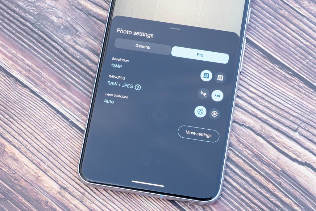 GooglePixel 8 Pro native camera app settings