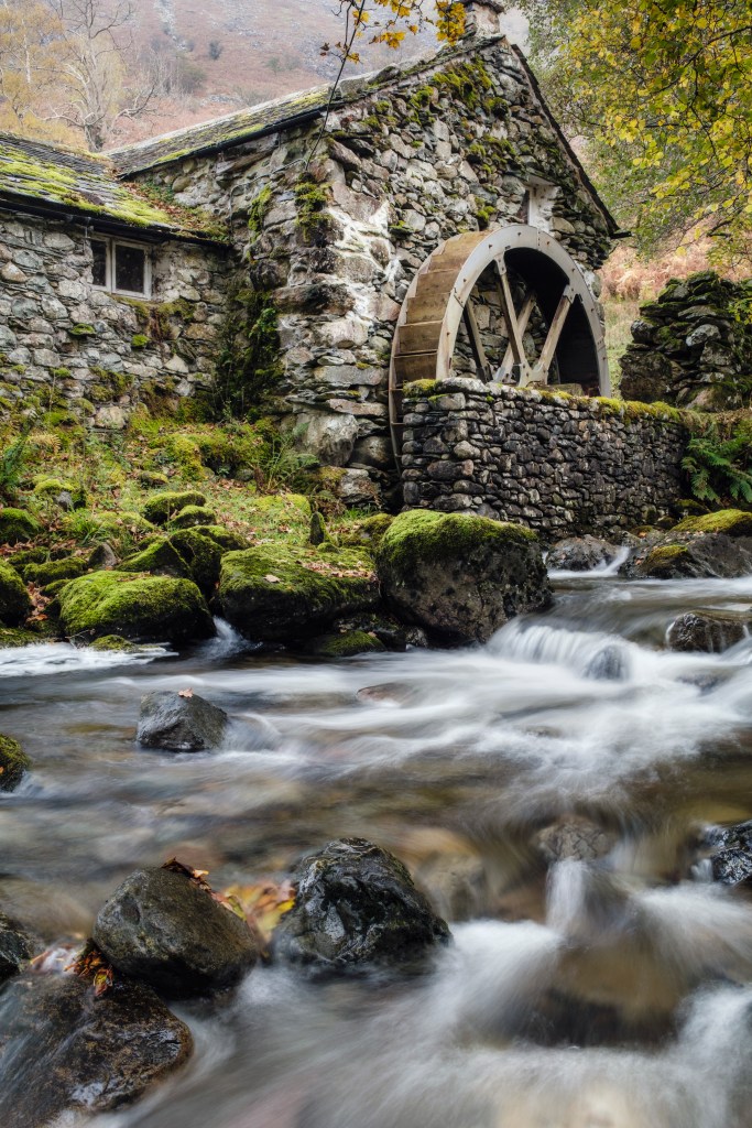 long exposure landscape of an old watermill