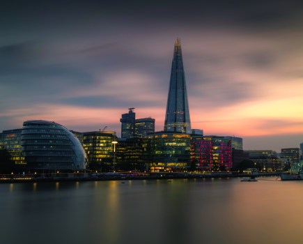 Long exposure London night cityscape with the shard