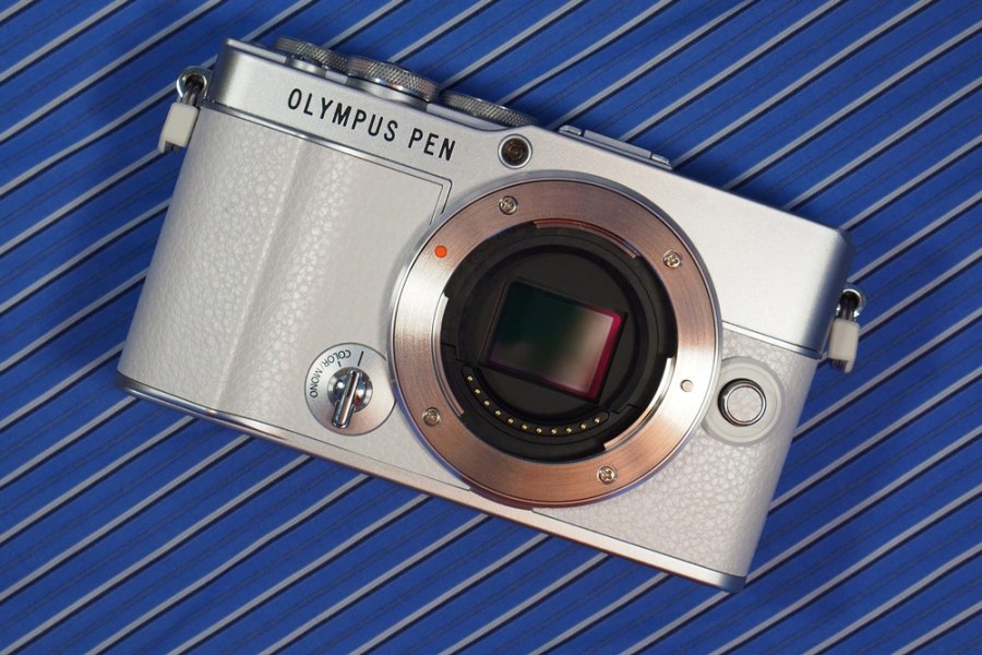 Olympus PEN E-P7 in white. Photo Joshua Waller