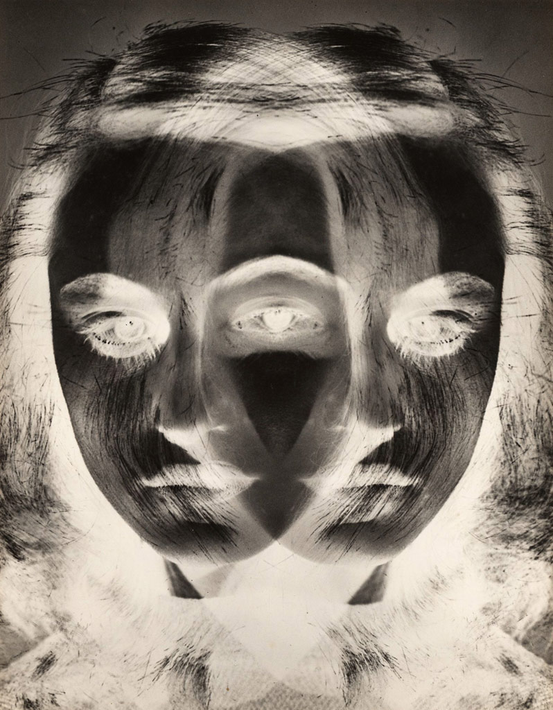Leitz Photographica Auction, A negative image of a female head, overlayed with the same image making it appear like she has three eyes, 