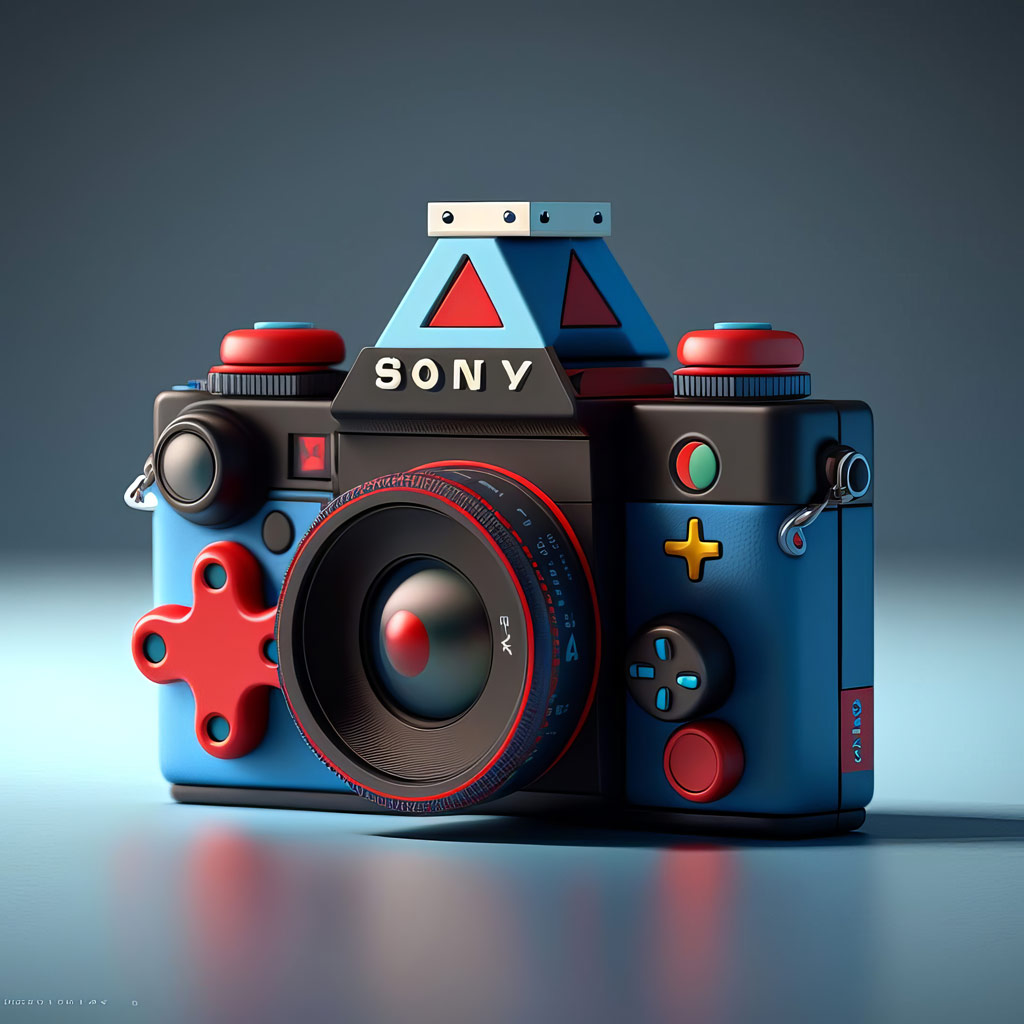 Andrea Pizzini AI generated Sony Alpha camera design inspired by Playstation