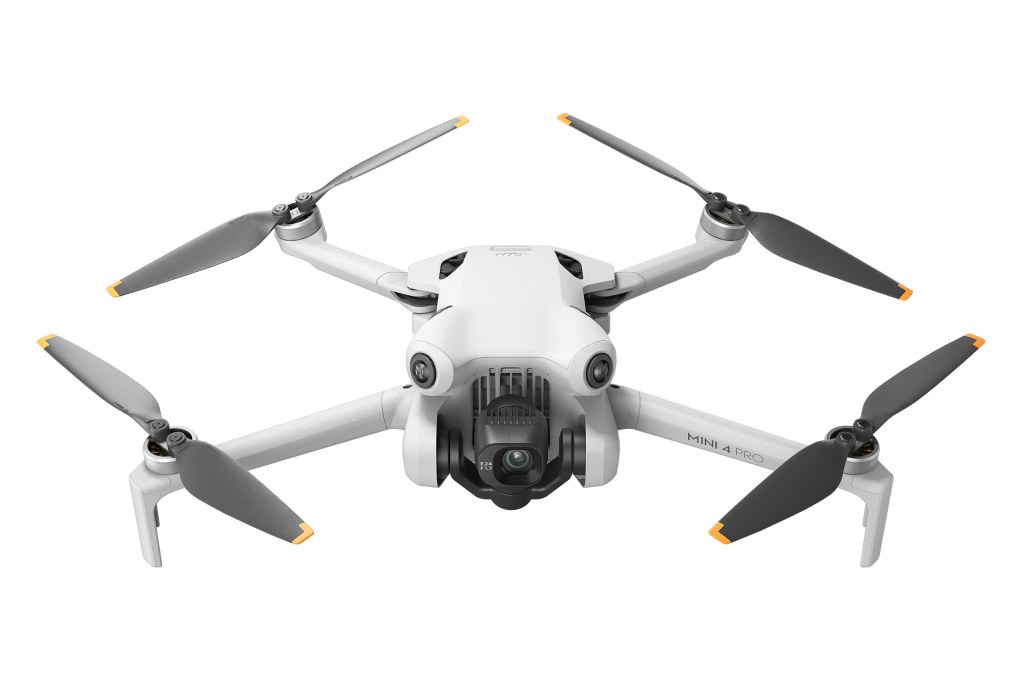 DJI Mini 4 Pro Drone front view, white background product image