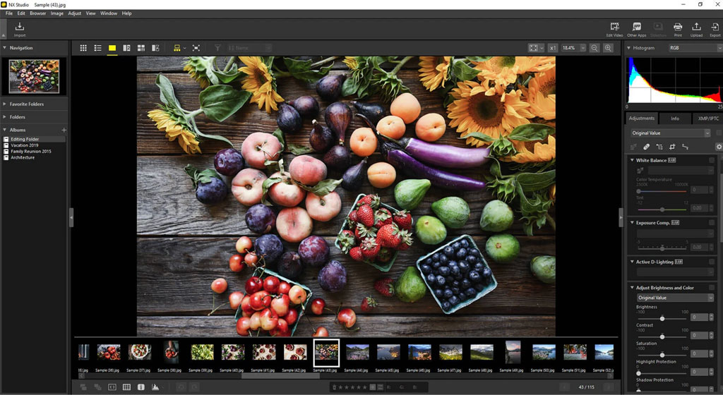 Nikon NX Studio editing software interface
