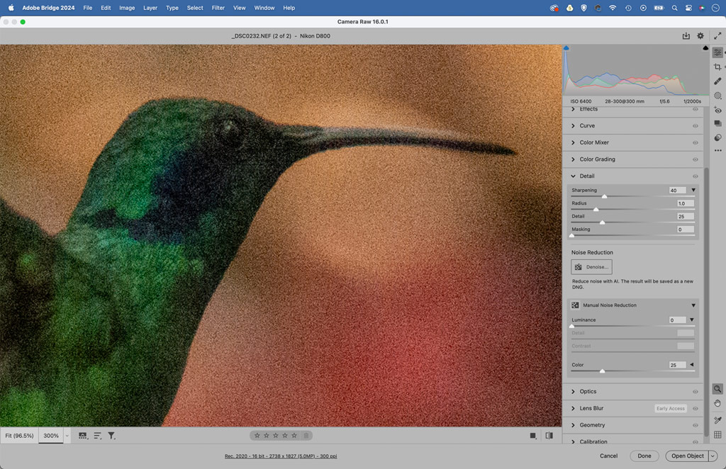 AI-powered tools, denoise in Photoshop
