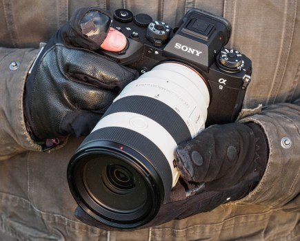 Sony Alpha A9 III in-hand with gloves