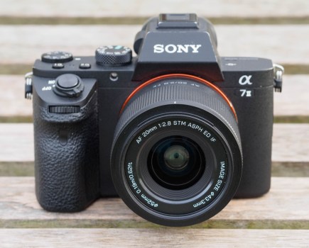 Viltrox AF 20mm F2.8 FE on Sony Alpha A7 II, front view
