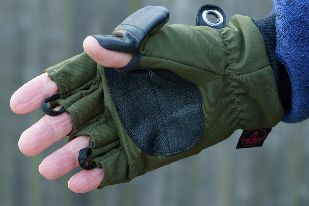 The Heat Company Heat 2 Softshell Gloves in use, opened