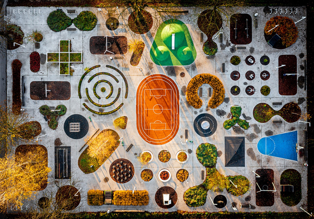 Playground drone photo by Sebastian Pi Rek