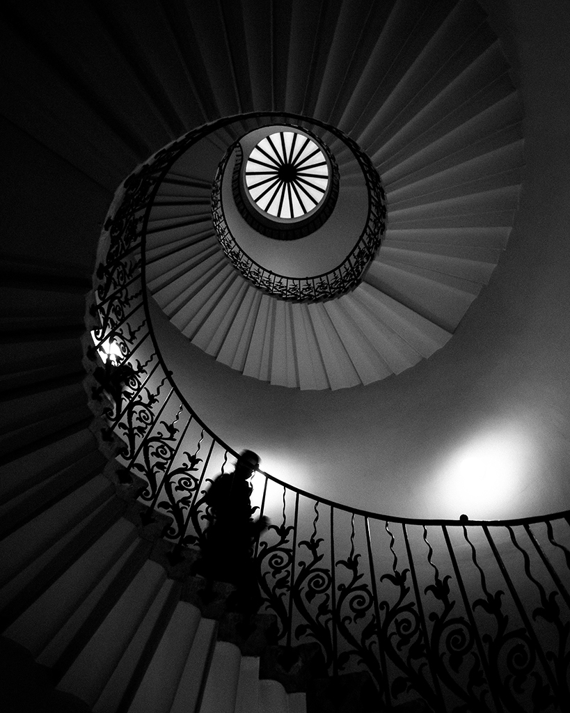 The Queen’s House is a former royal residence in Greenwich built in the 1600’s. This picture was shot whilst lying on the ground using an ultra-wideangle lens – capturing a moment in time with a fellow visitor having a Sunday afternoon wander down the Queen’s House staircase