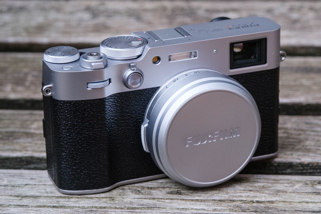 Fujifilm X100VI with lens cap in silver. Photo Andy Westlake