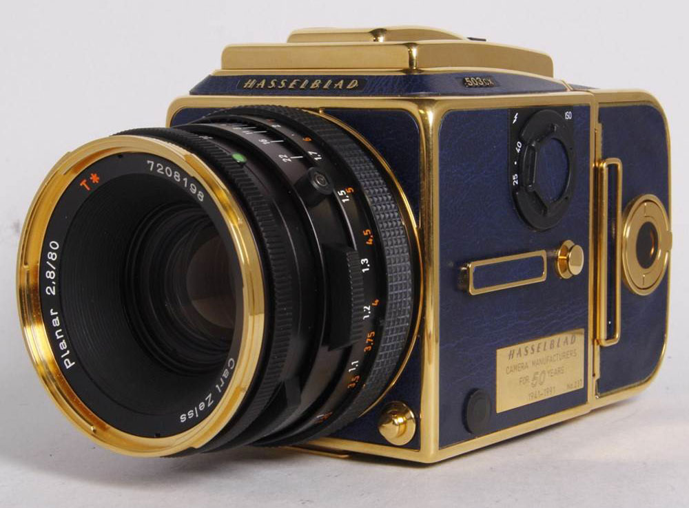 rare Hasselblad 503CX 'Golden Blue' 50th Anniversary Limited Edition model medium format film camera