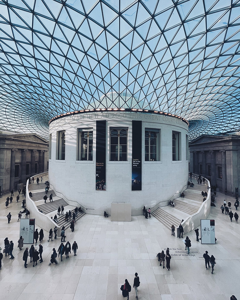 interior of the british museum taken on iphone 12 pro max smartphone glass roof