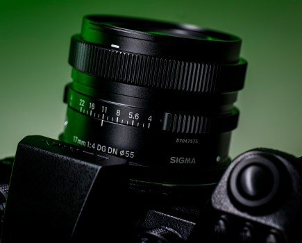 Sigma 17mm F4 DG DN Contemporary lens mounted on a Panasonic Lumix camera