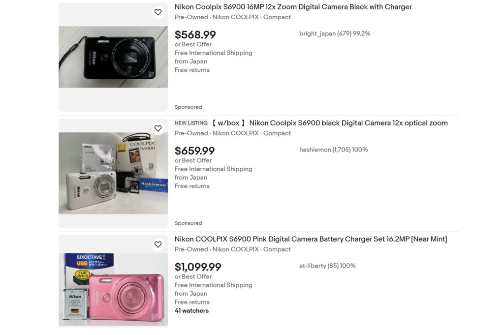 Nikon Coolpix S6900 on ebay.co.uk March 2024
