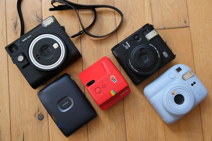 Best instant cameras and printers. Instax SQ40, Instax mini Link 2 smartphone printer, Polaroid Go Generation 2, Instax Mini 99, Instax Mini 12