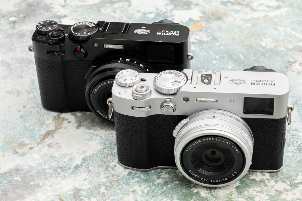 Fujifilm X100 VI vs X100 V cameras side by side three quarters view