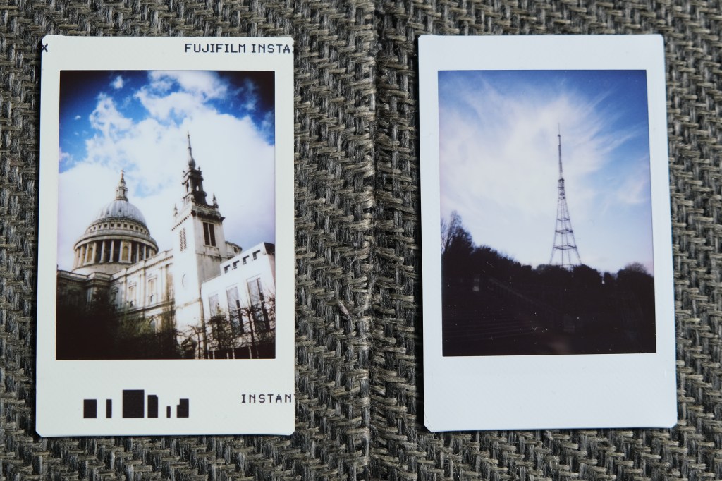 Photos of St. Paul's Cathedral and Crystal Palace transmitting station taken with Instax Mini 99.