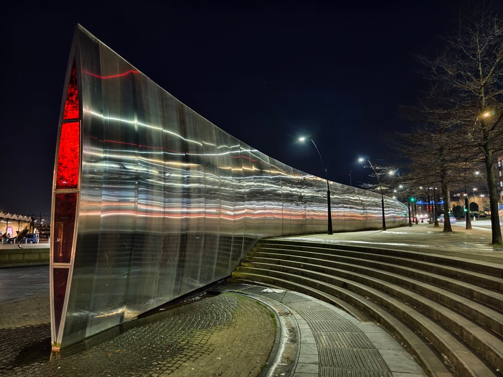 Low light water feature in Sheffield. Photo Joshua Waller