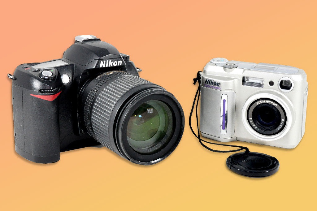 Nikon D70 on the left and Coolpix 880 on the right