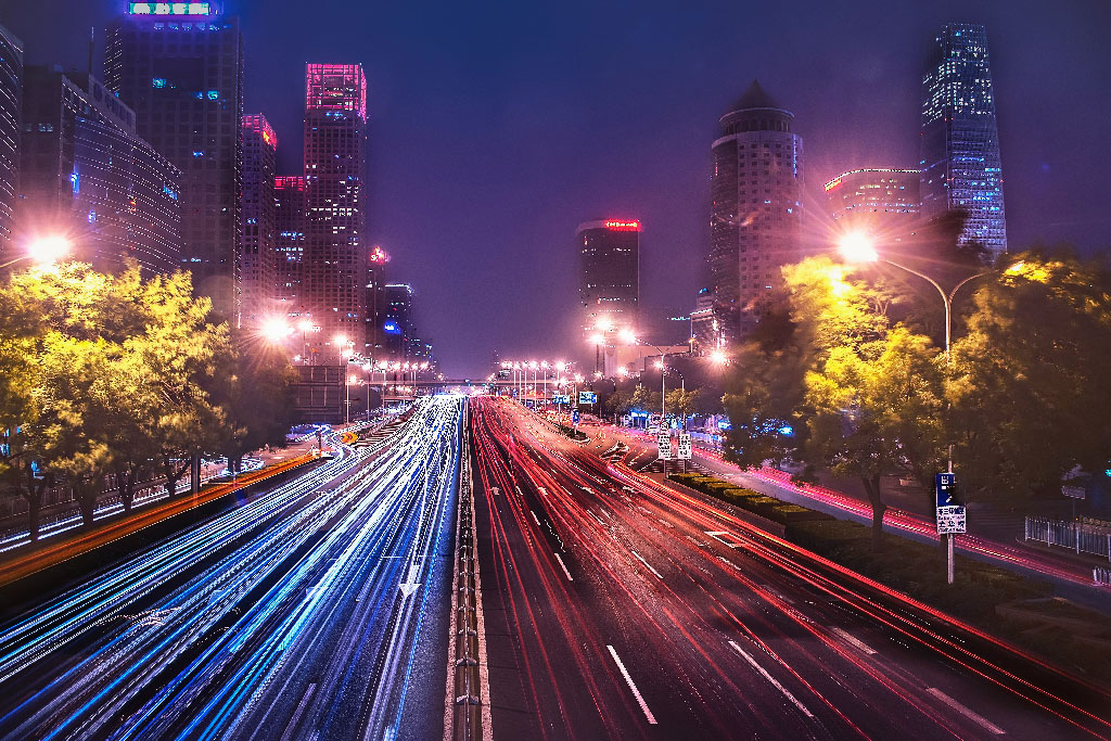 Night cityscape, long exposure