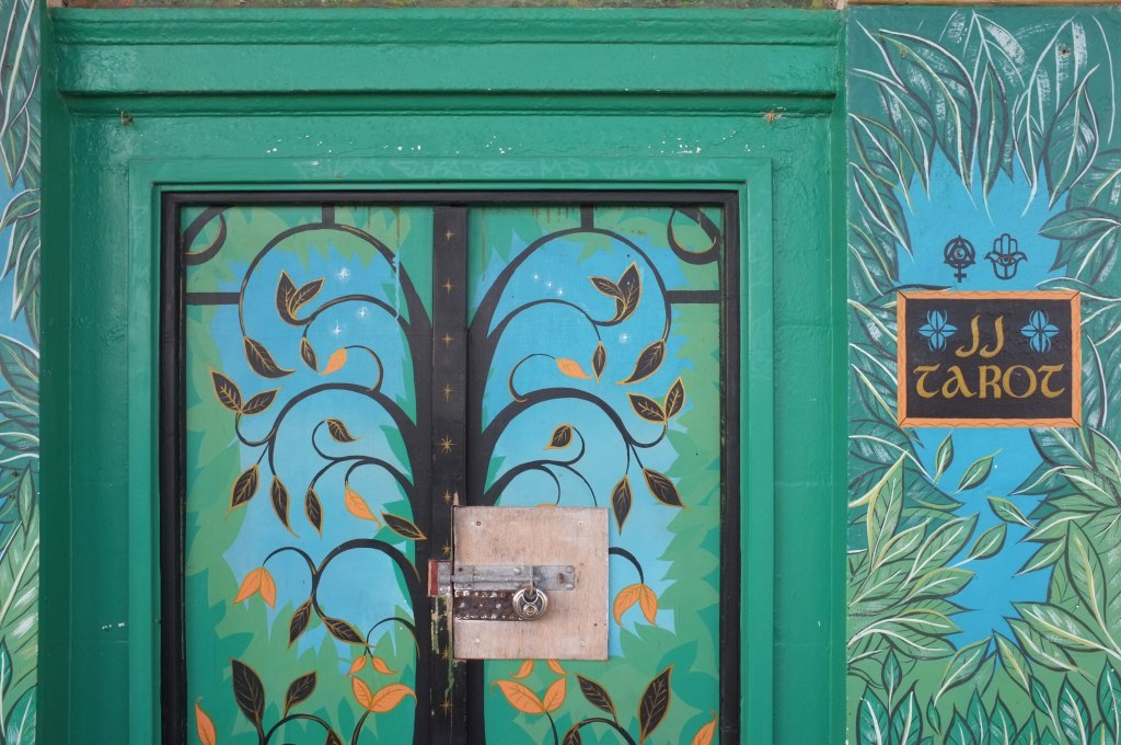 Fujifim FInePix X100 sample image, green door with ornamental painting