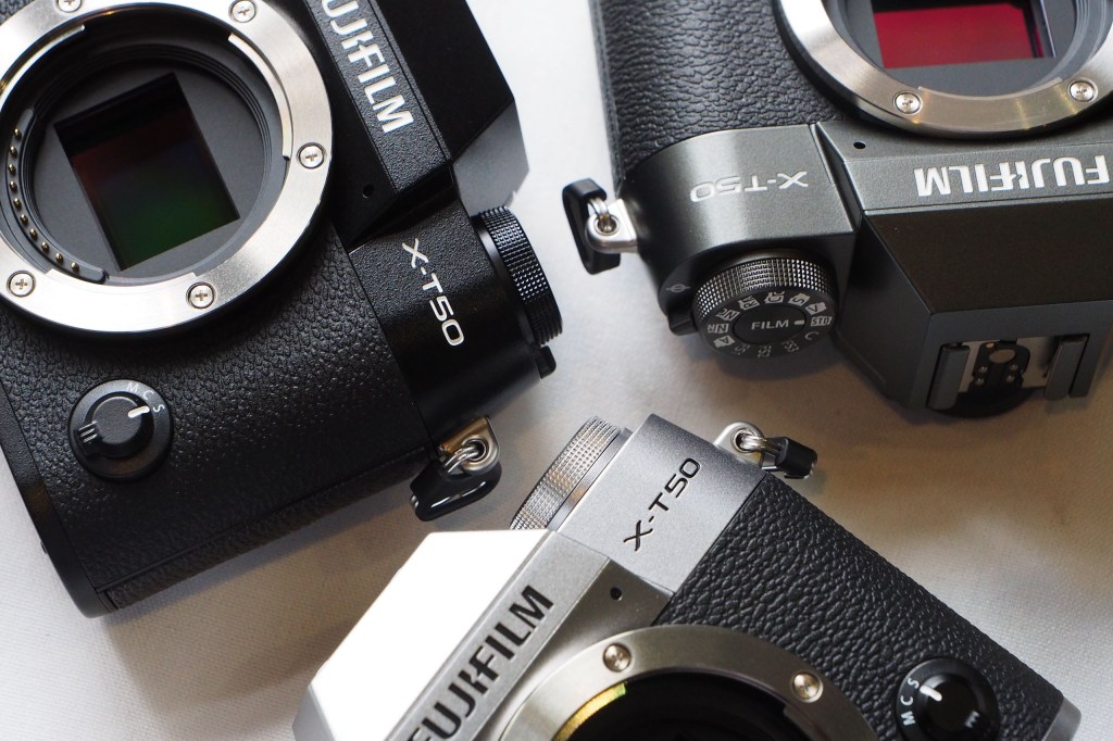 Fujifilm X-T50 colours, Black, Charcoal grey, Silver. Photo AP