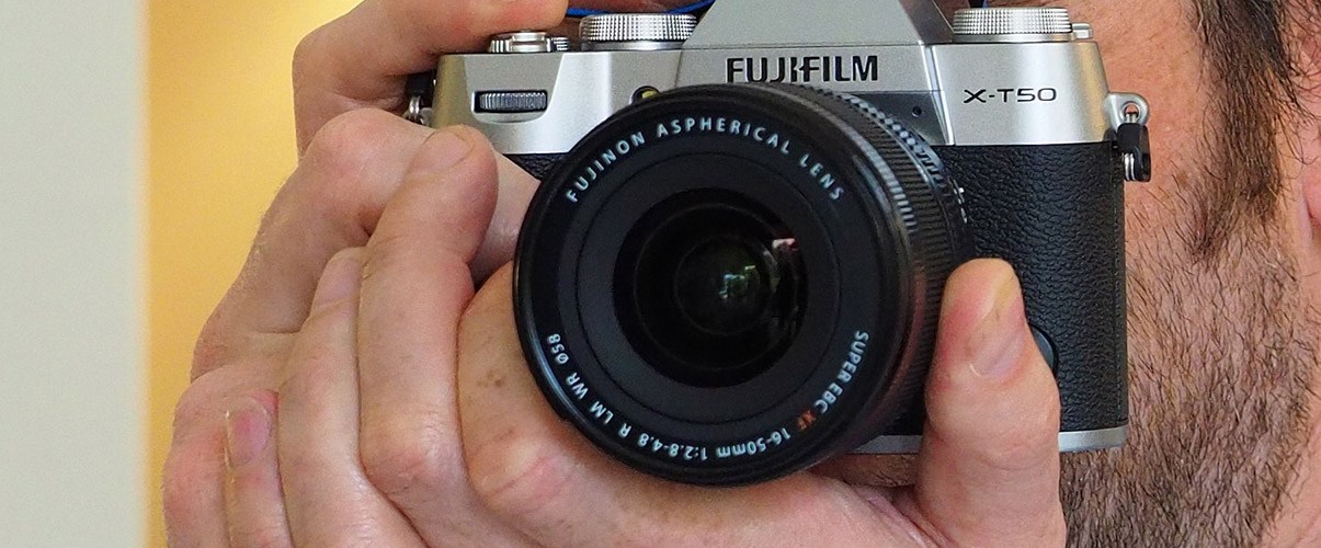 Fujifilm X-T50 in-hand. Joshua Waller