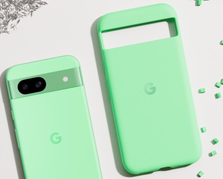Google Pixel 8a in limited edition Aloe colourway, with case. Image: Google