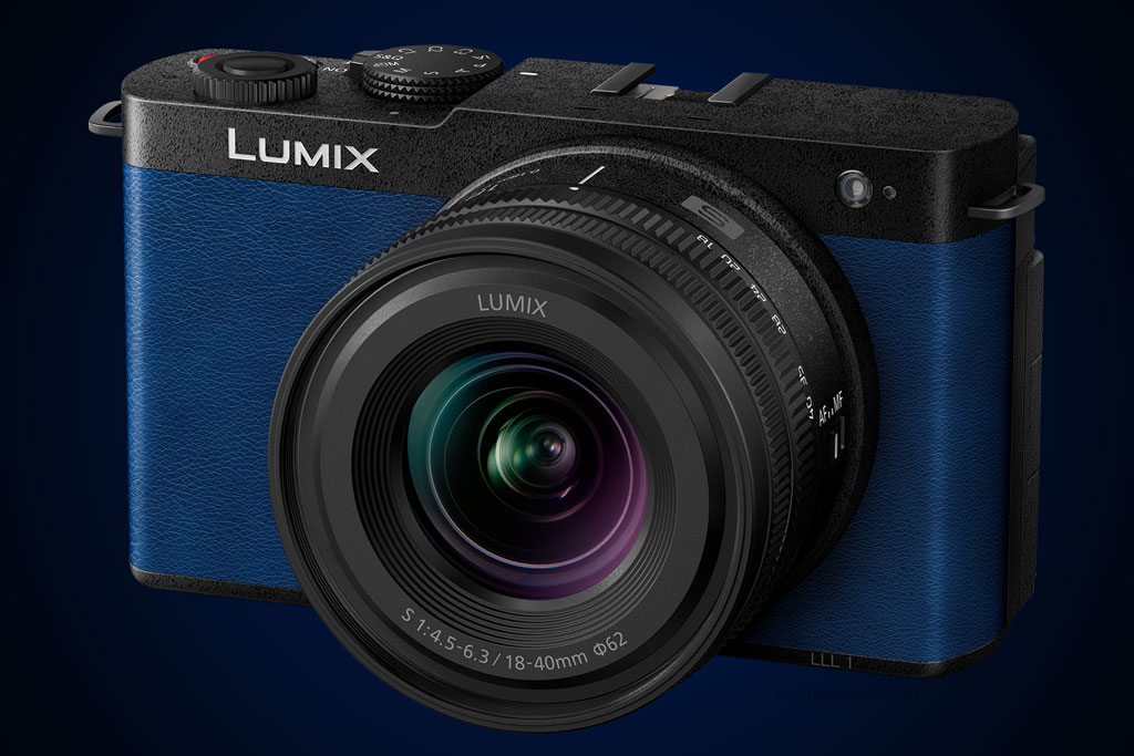 Blue Lumix S9 with 18-40mm lens