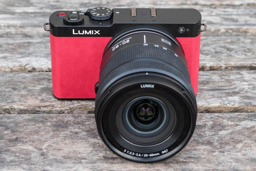 Panasonic Lumix S9 in red with 20-60mm zoom