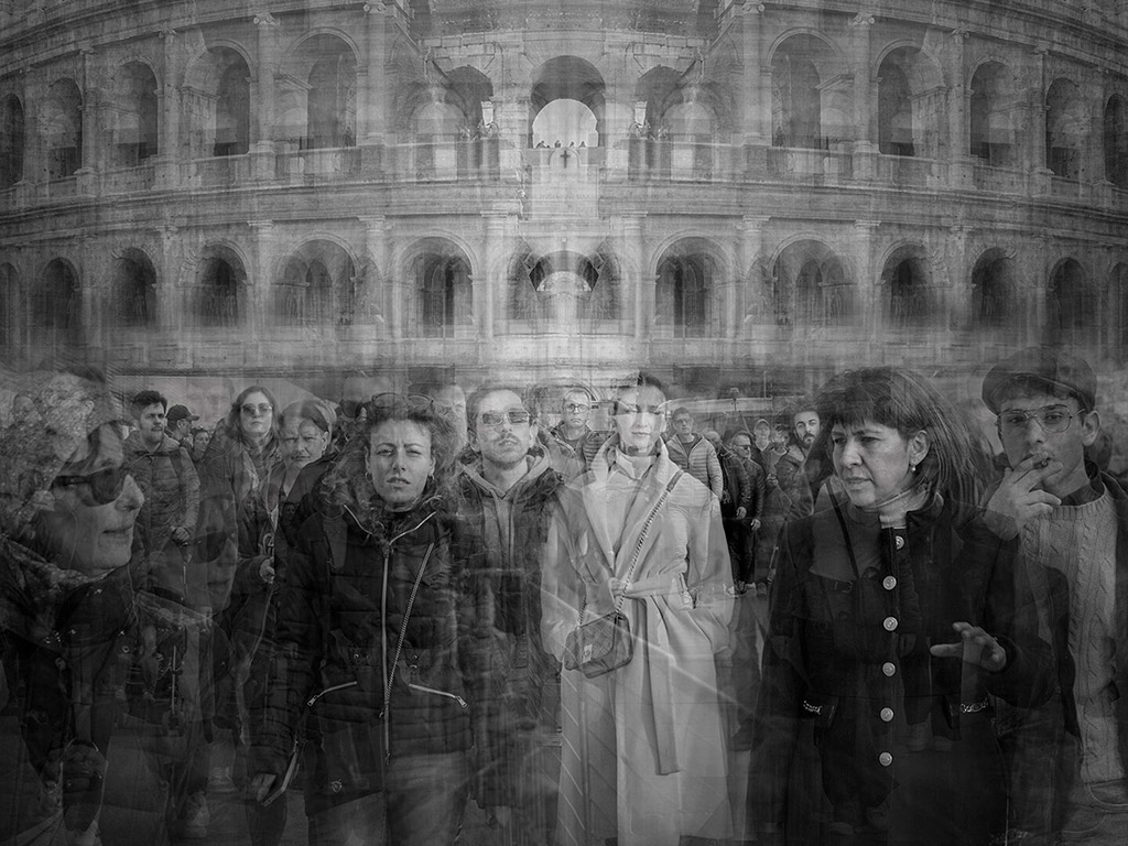 multiple exposure busy street photograph