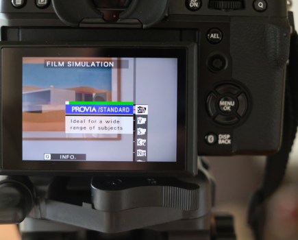 X-T5 screen showing Film Simulation selection